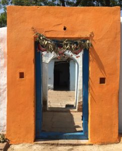 Colourful orange house in Bidar fort