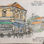 Watercolour sketch by Ann Williams of Asia Cafe, Penang, Malaysia